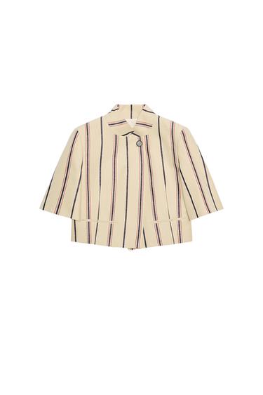 ZW COLLECTION CROPPED STRIPED BLAZER - Beige by Zara