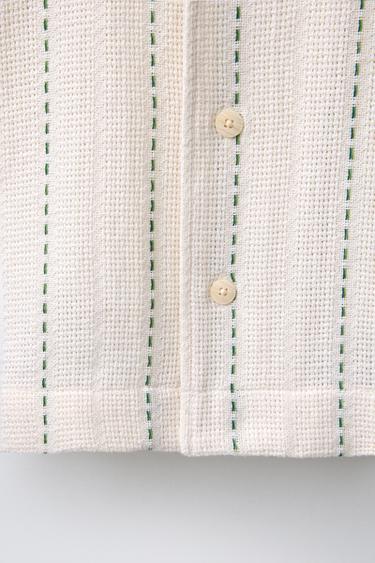 CHEMISE RUSTIQUE BRODERIE RAYURES - Écru de Zara - Image 3