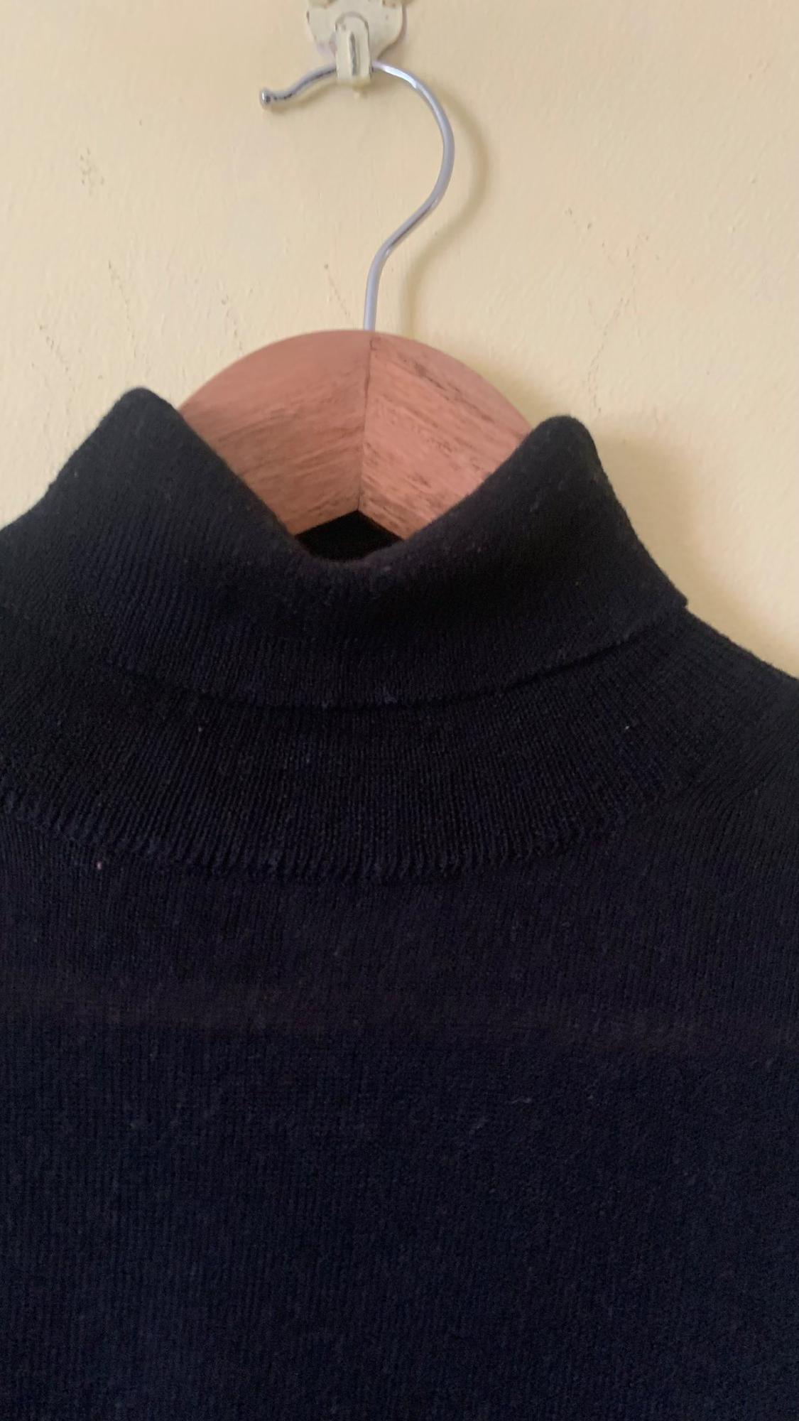Polo neck detail of black jumper