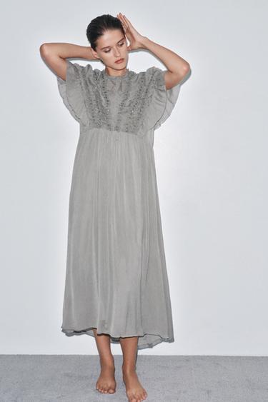 ROBE STRUCTURÉE NŒUDS BIJOUX - Gris de Zara - Image 1