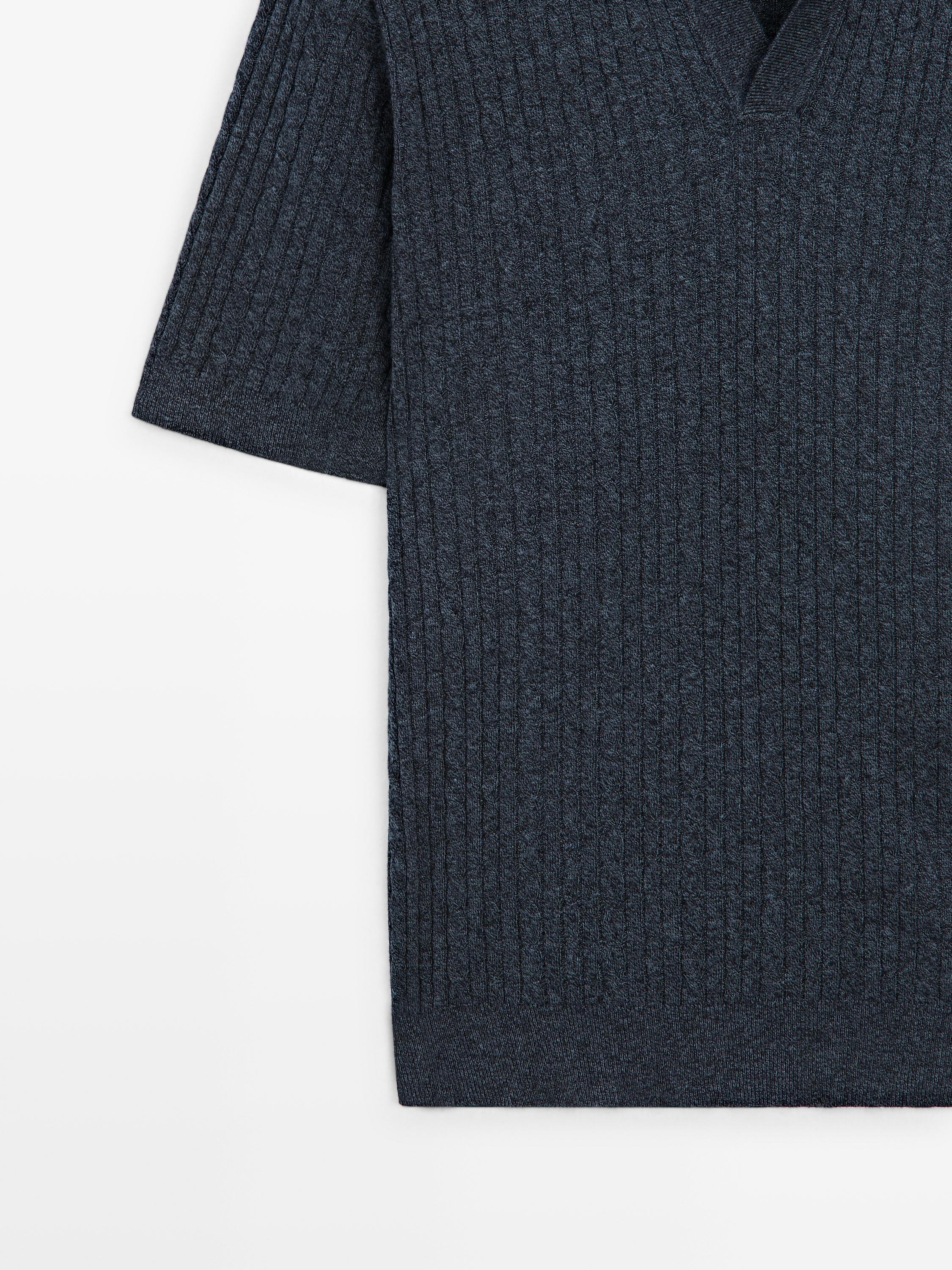 Polo en maille à manches courtes détail tressé