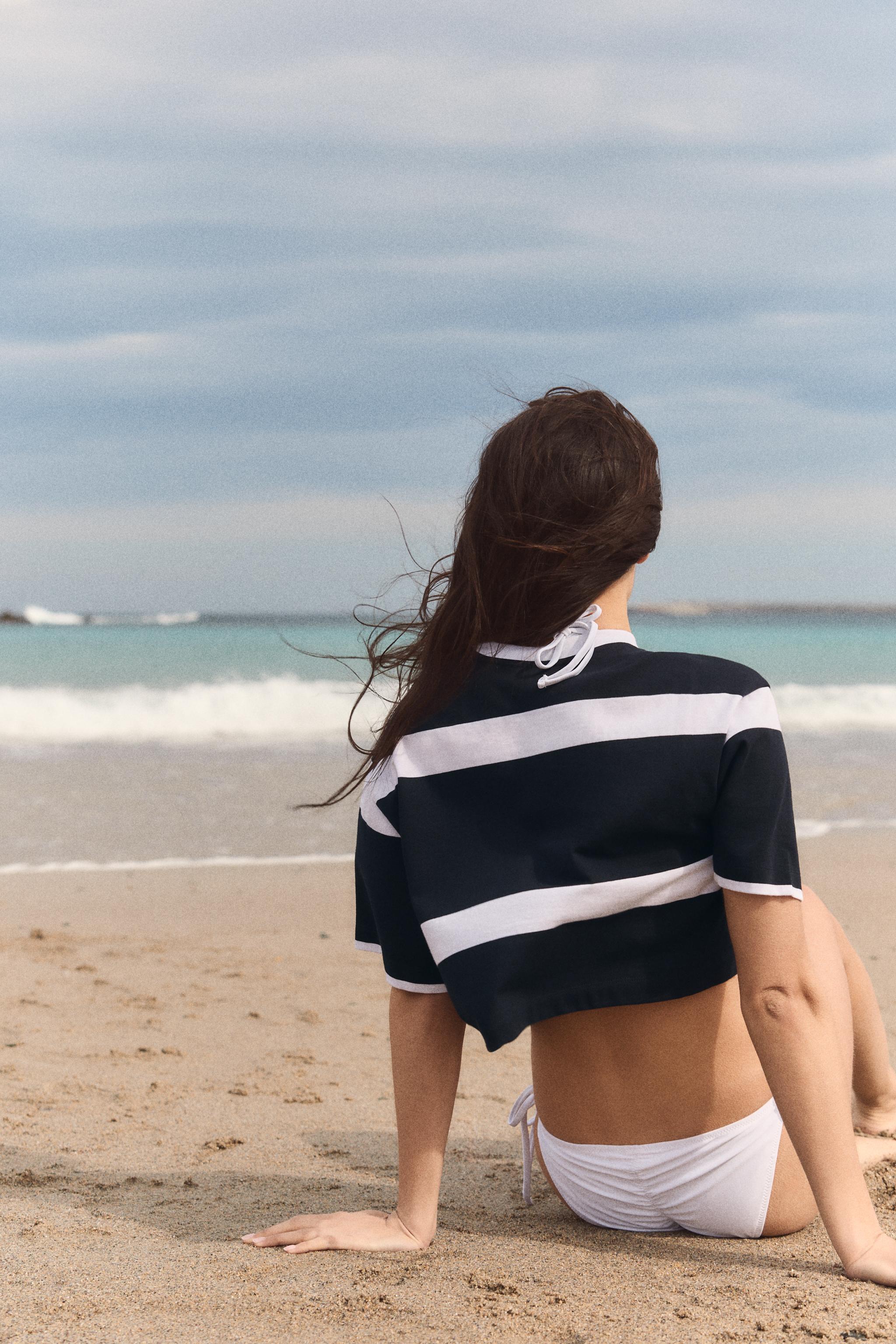【ZARA】ロンドン刺繍ストライプTシャツ | 4174/353/060 LONDON EMBROIDERED STRIPED T-SHIRT - White / Navy | ZARA