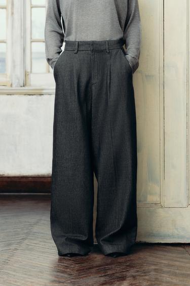 ZW COLLECTION DENIM TROUSERS WITH DARTS - Blue by Zara