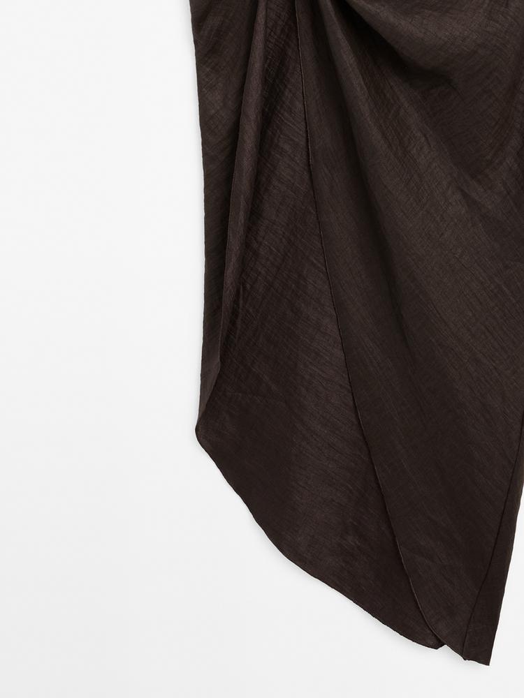 Draped neck top with gathered detail - STUDIO