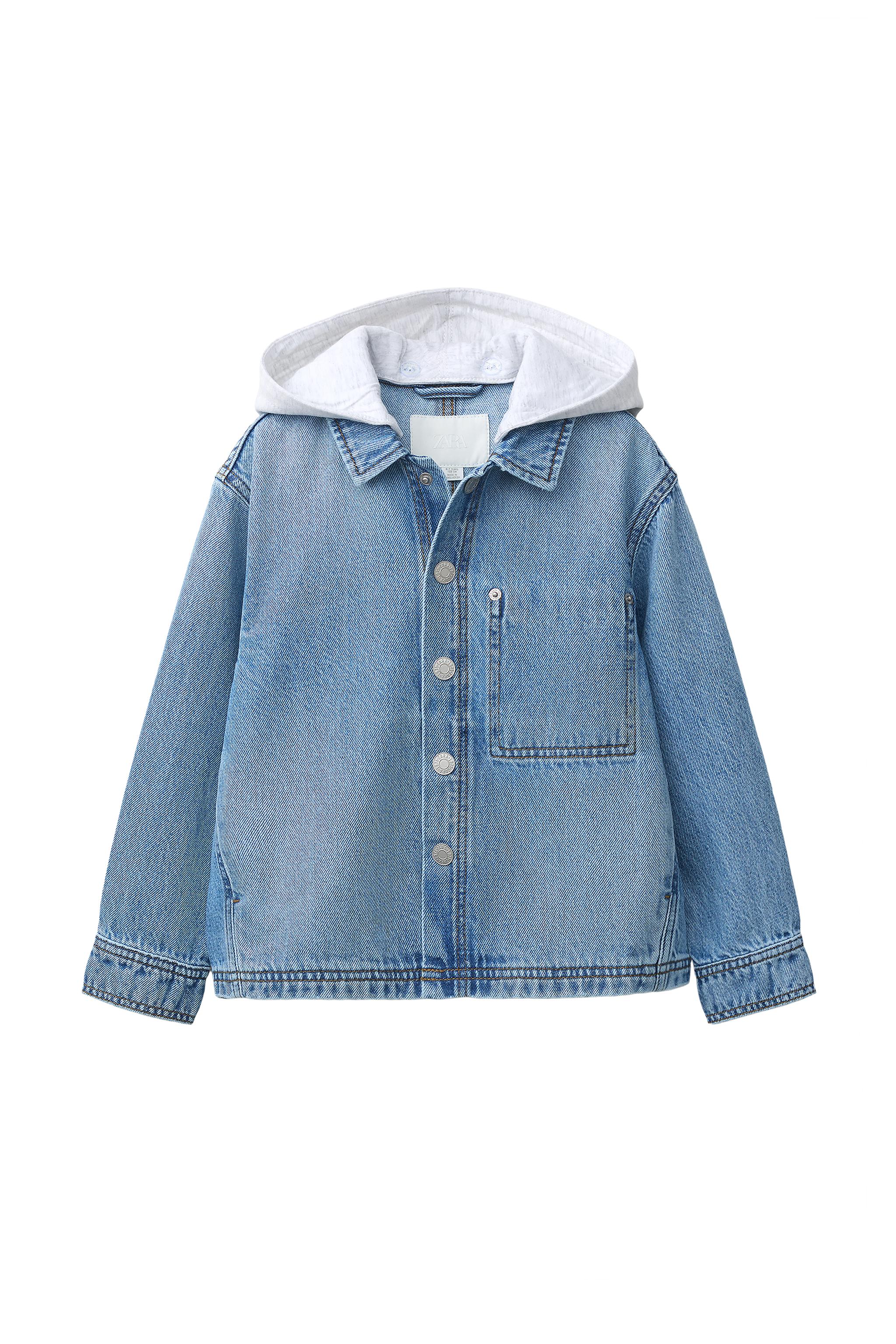 DENIM OVERSHIRT WITH DETACHABLE HOOD - Blue | ZARA United Kingdom