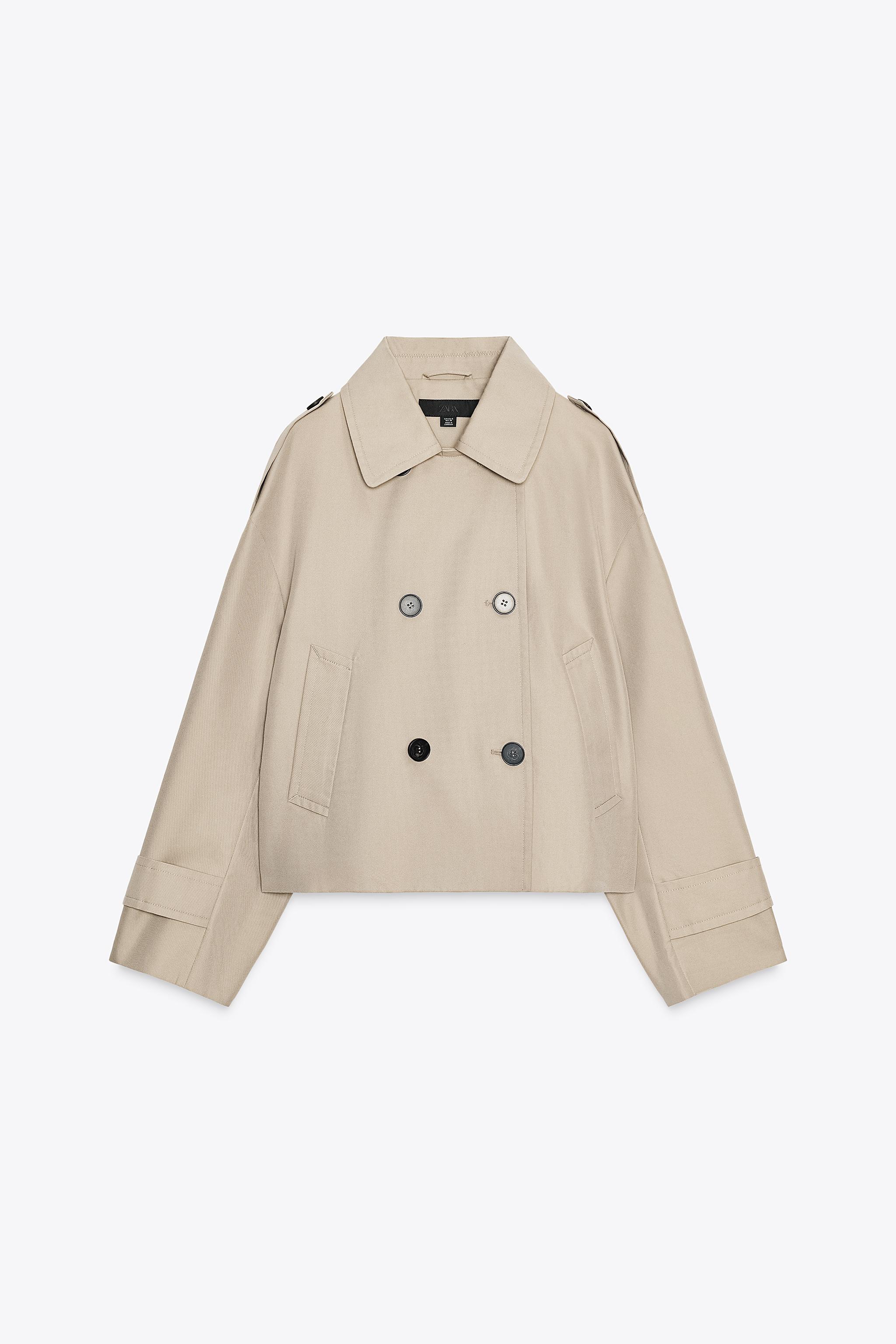 SHORT DOUBLE-BREASTED TRENCH COAT camel ZARA India