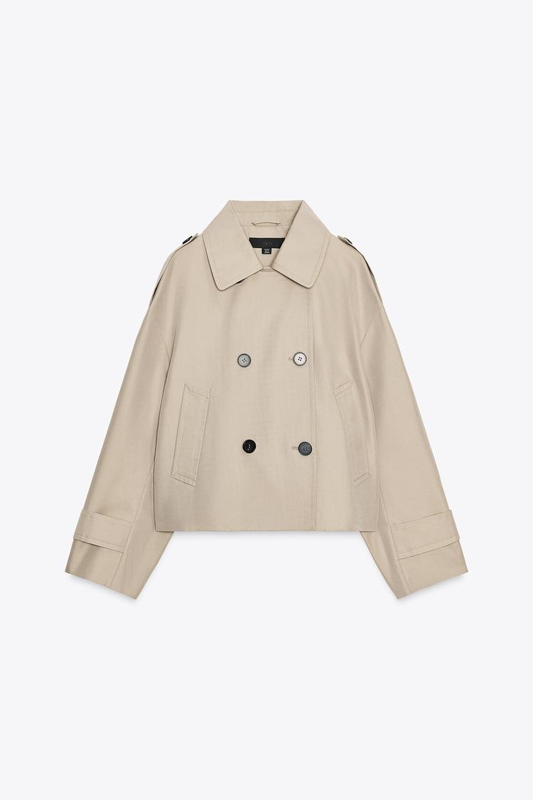 Zara Short Camel Trench Coat SHORT DOUBLE-BREASTED TRENCH COAT