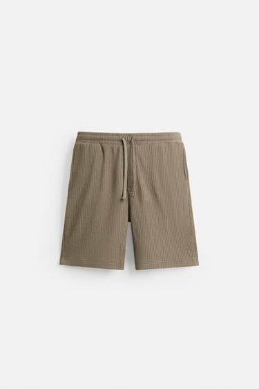 IRREGULAR TEXTURED BERMUDA SHORTS - Brown / Taupe by Zara - Image 4