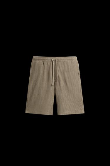 IRREGULAR TEXTURED BERMUDA SHORTS - Brown / Taupe by Zara - Image 0