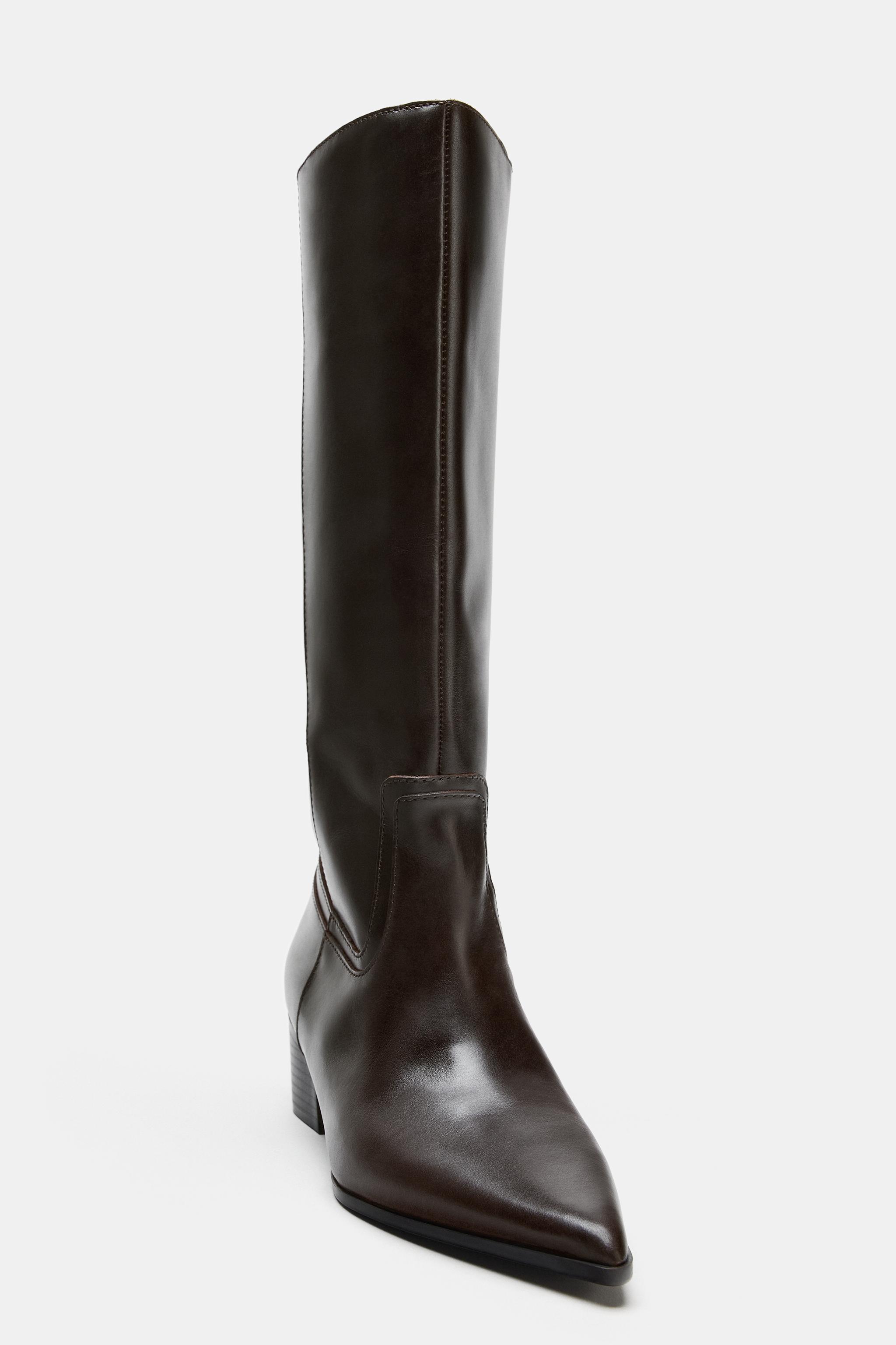 LEATHER COWBOY HEELED BOOTS