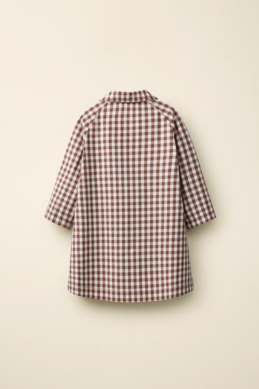 TRENCH LONG À CARREAUX VICHY CRÉÉ PAR CARAMEL LONDON X ZARA - Chocolat de Zara - Image 1
