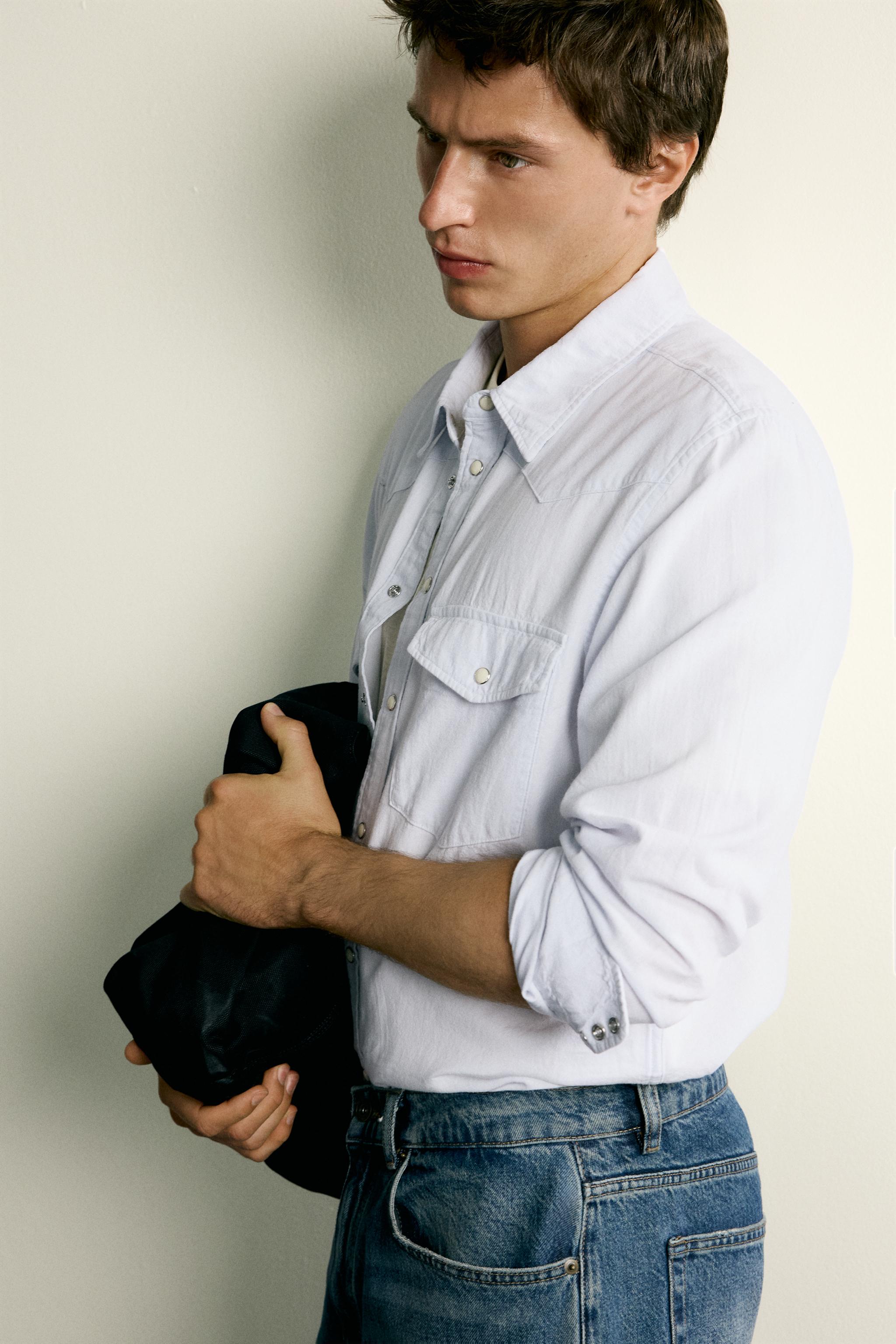 REGULAR FIT COTTON-LINEN WESTERN SHIRT