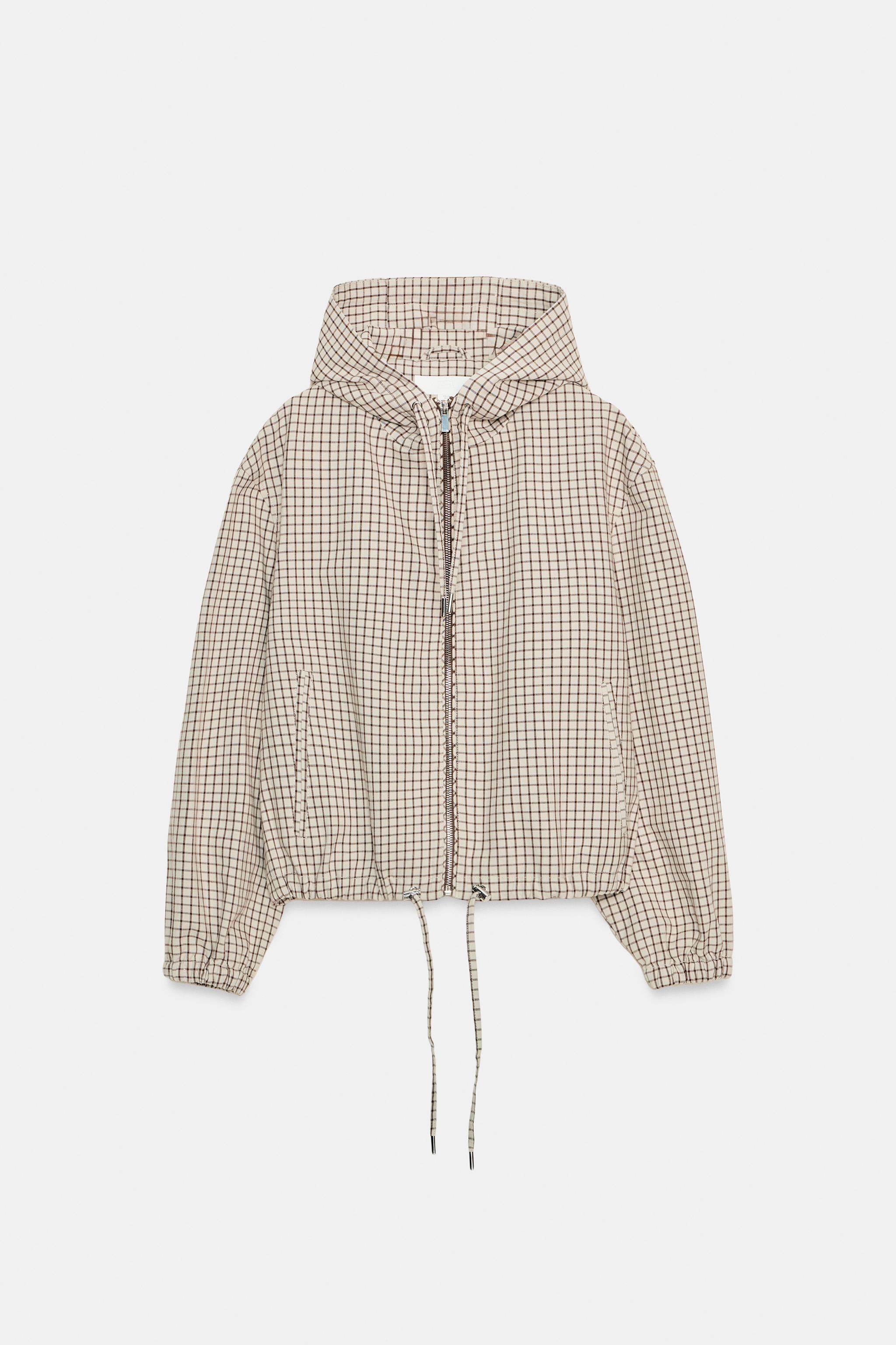 完売品 ZARA フーデッドチェック柄ジャケット Mサイズ新品タグ付き フーデッドチェック柄ジャケット - オフホワイト | ZARA Japan / 日本