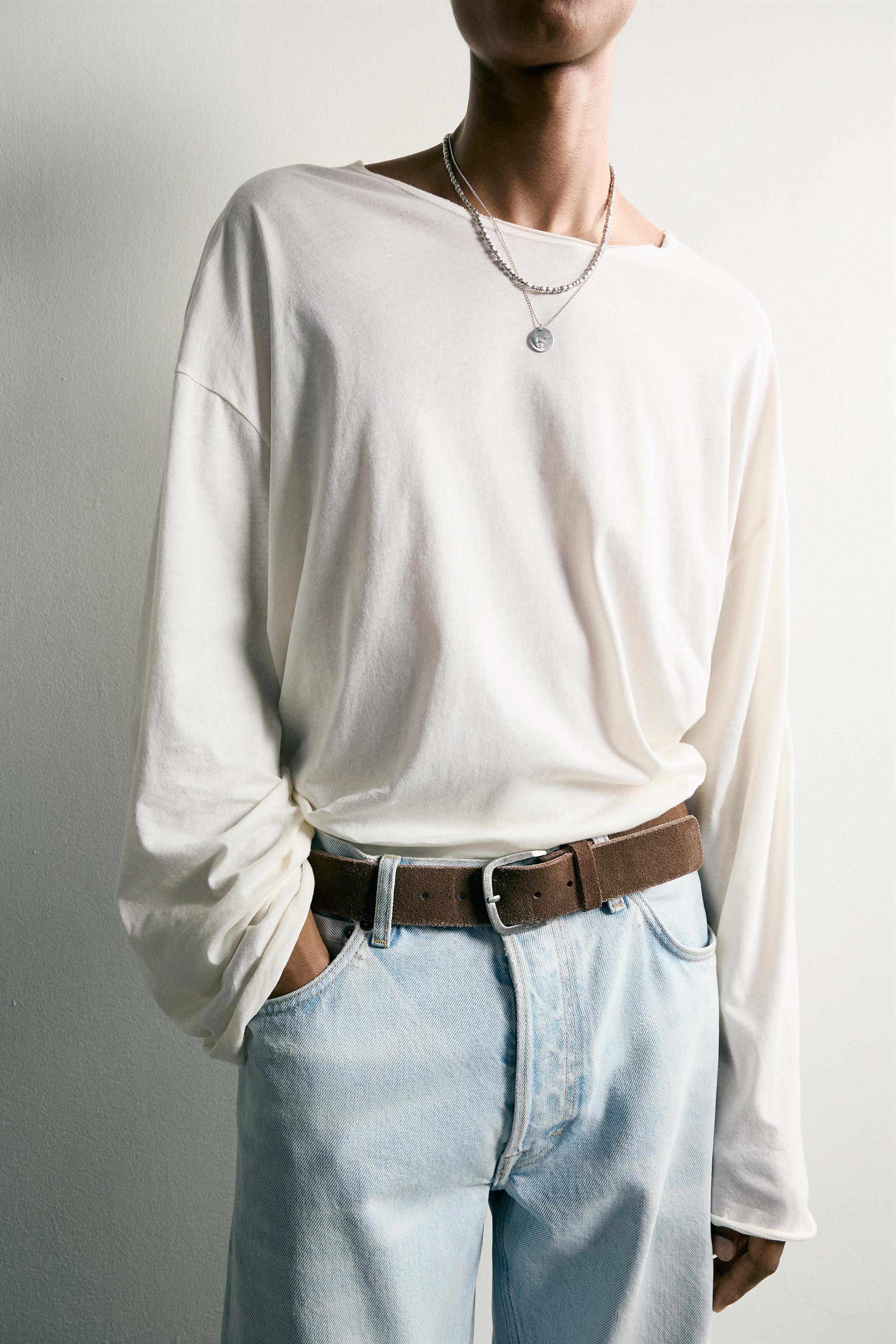 Мужские футболки Zara FLOWY RELAXED FIT T-SHIRT — фото 5