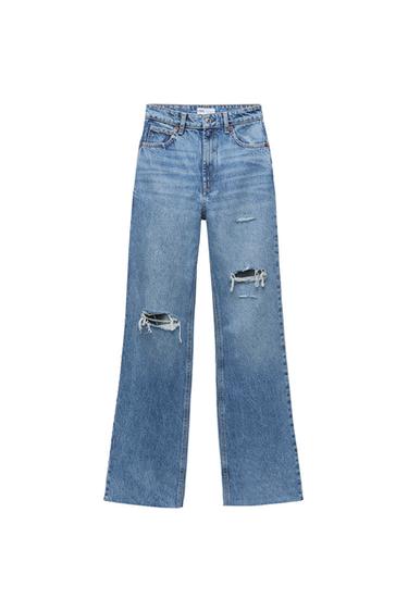 RIPPED WIDE LEG JEANS