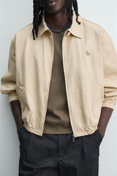 BLOUSON COURTE COUPE BRODÉE - Jaune clair de Zara - Image 5