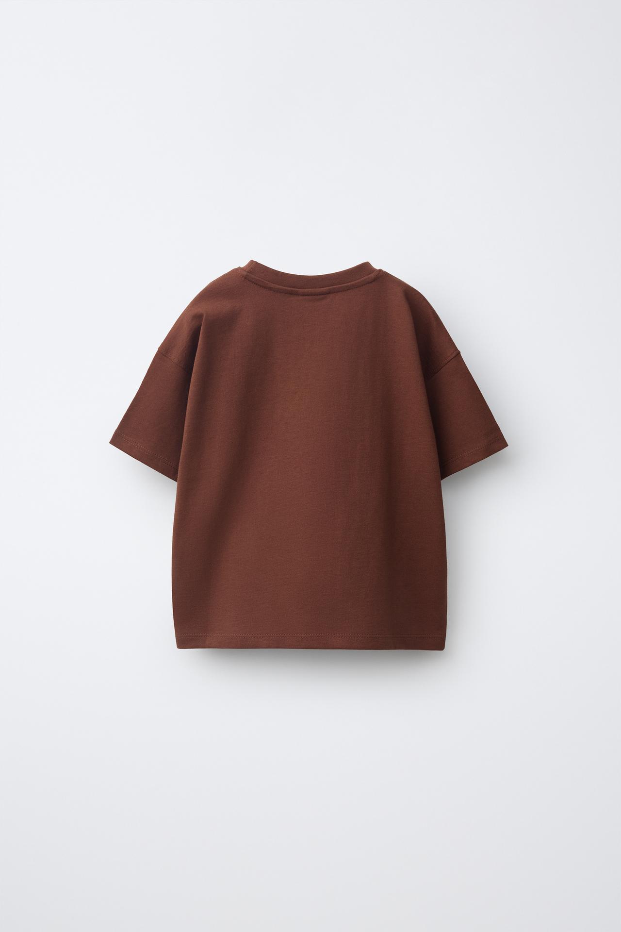 TEXT PRINT T-SHIRT — Chocolate