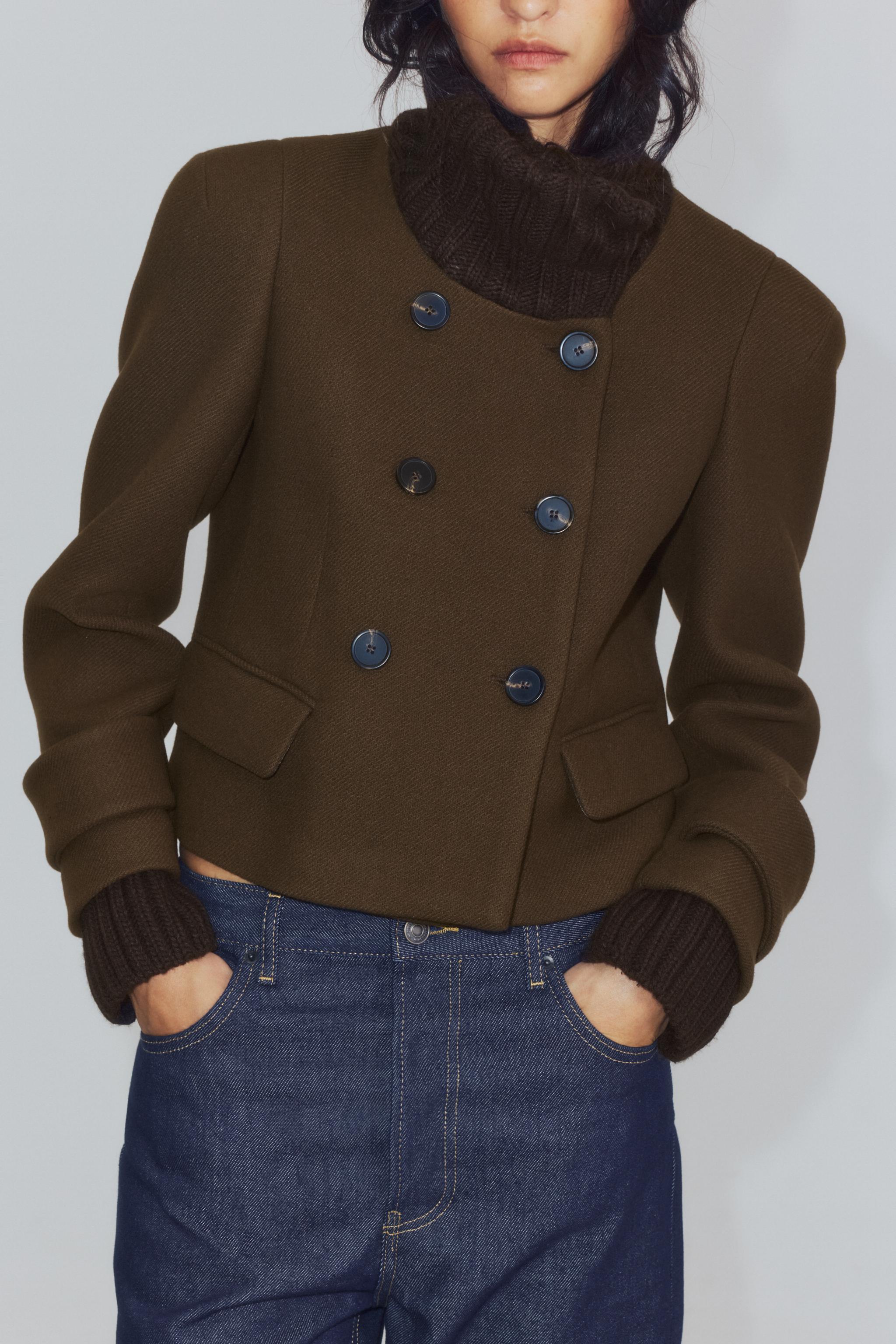 Zw Collection Short Combined Wool-Blend Coat by Zara