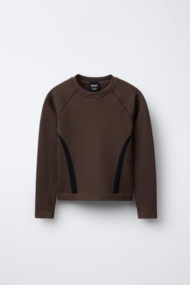 NAADLOOS T-SHIRT MET CONTRAST SKI COLLECTIE - Bruin van Zara - Afbeelding 0