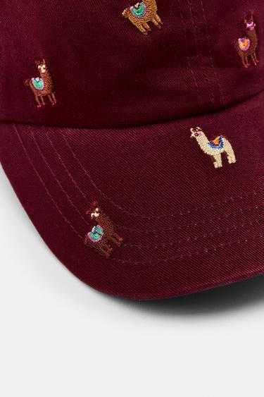 TWILL CAP WITH EMBROIDERY - Burgundy by Zara - Image 3