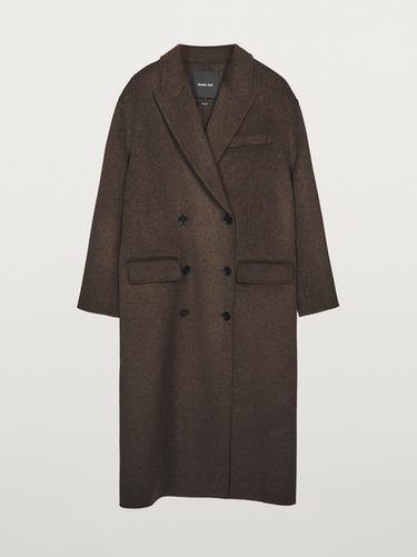 Zara Long wool blend surplice coat - Brown
