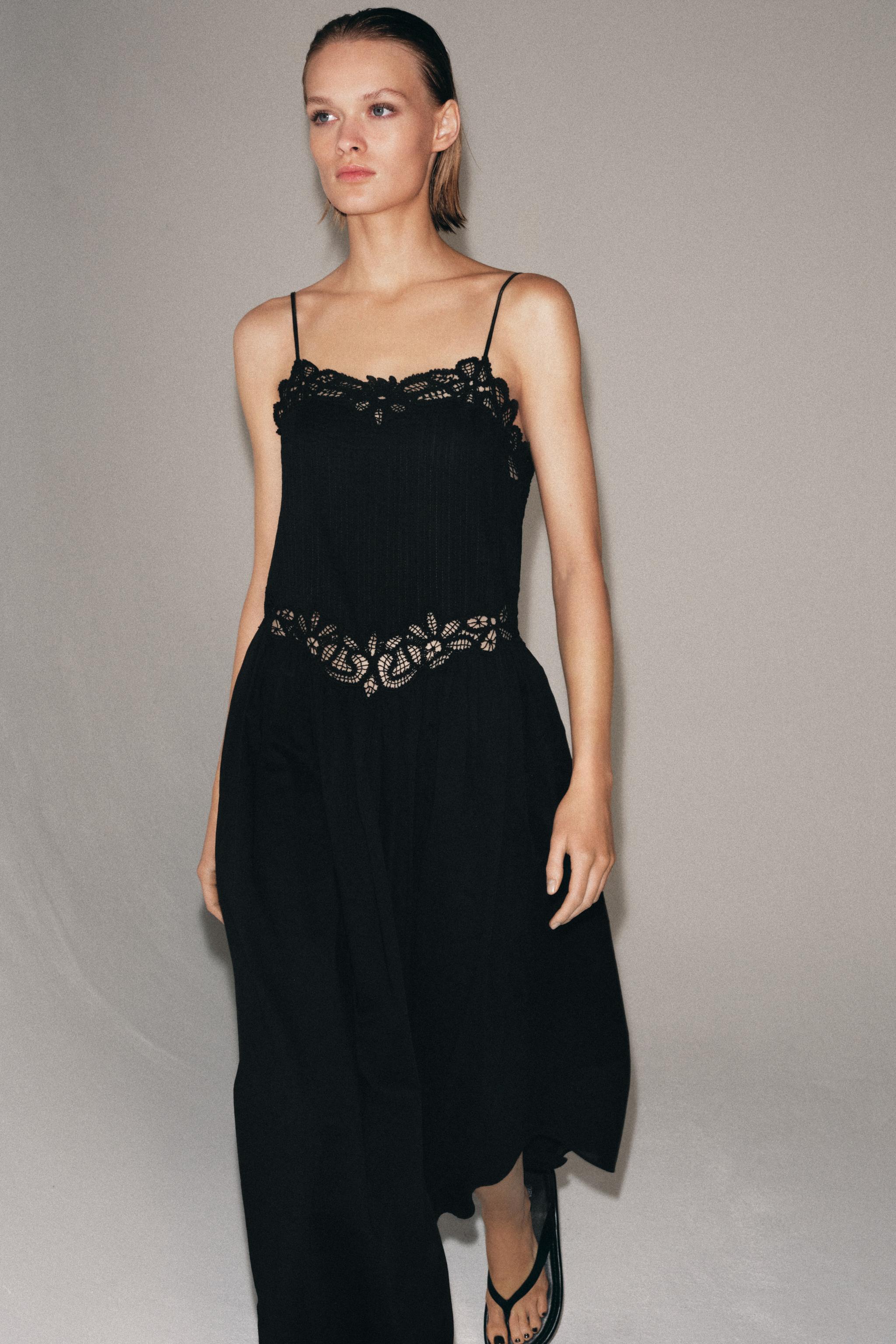 レースミディワンピースZW COLLECTION - ブラック | ZARA Japan / 日本