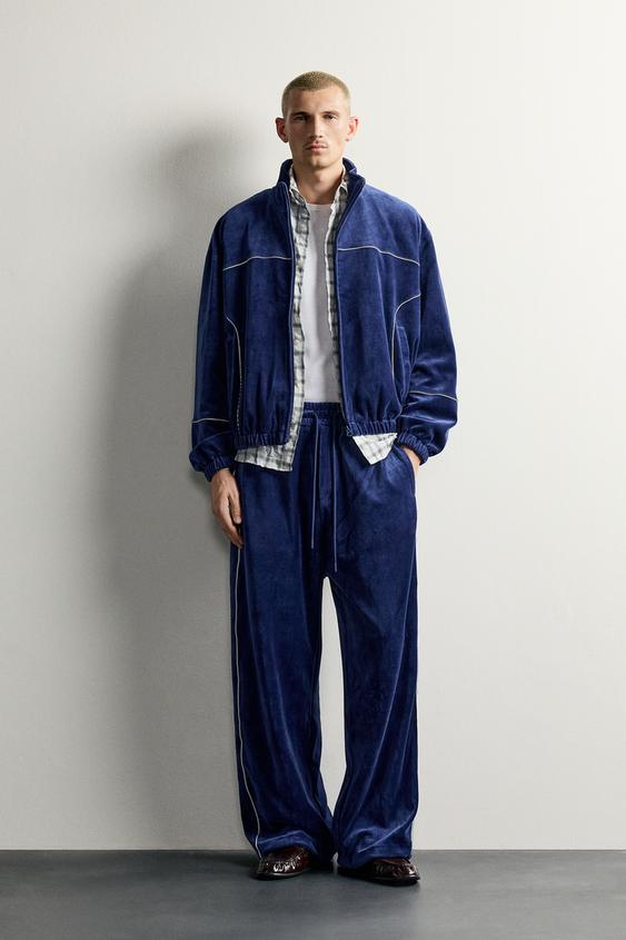 Zara RETRO VELOUR TRACK JACKET - Bluish - Image 0