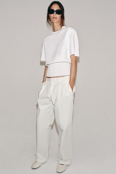KNIT TOP WITH SHOULDER PADS - White by Zara - Image 0