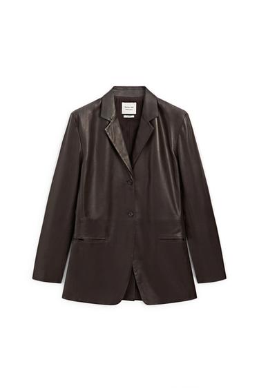 Zara 100% nappa leather blazer with pocket details - LIMITED EDITION - Brown
