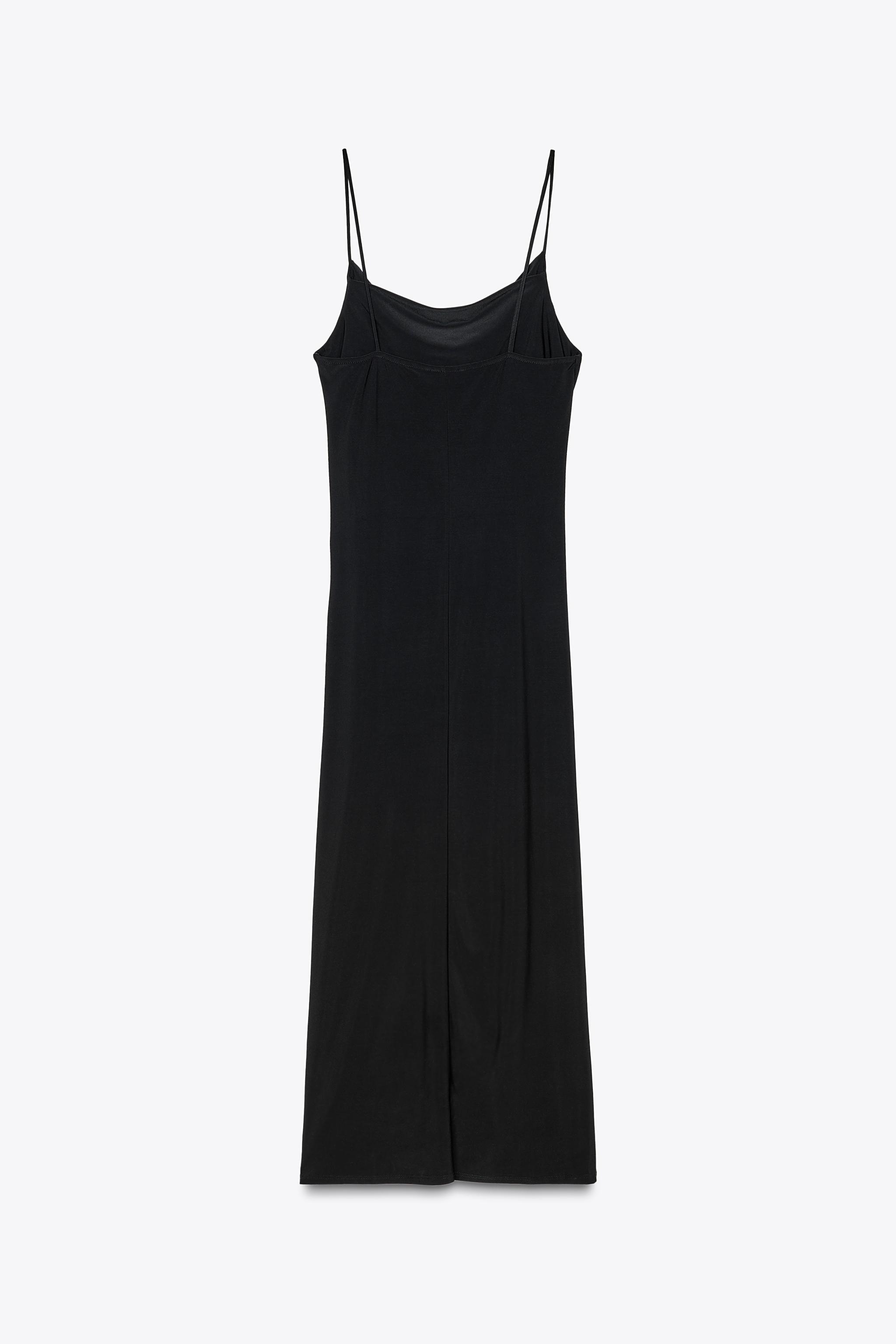 ギャザーディテール入りミディ丈ワンピース - ブラック | ZARA