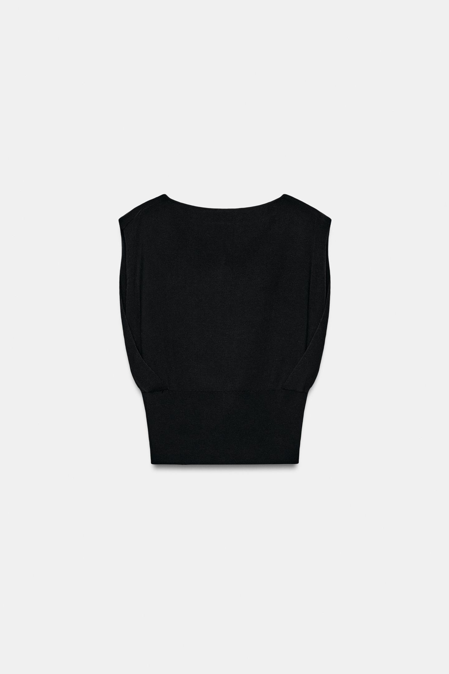 Женский топ Zara Fitted Waist Knit Top, цвет: Чёрный — фото 6