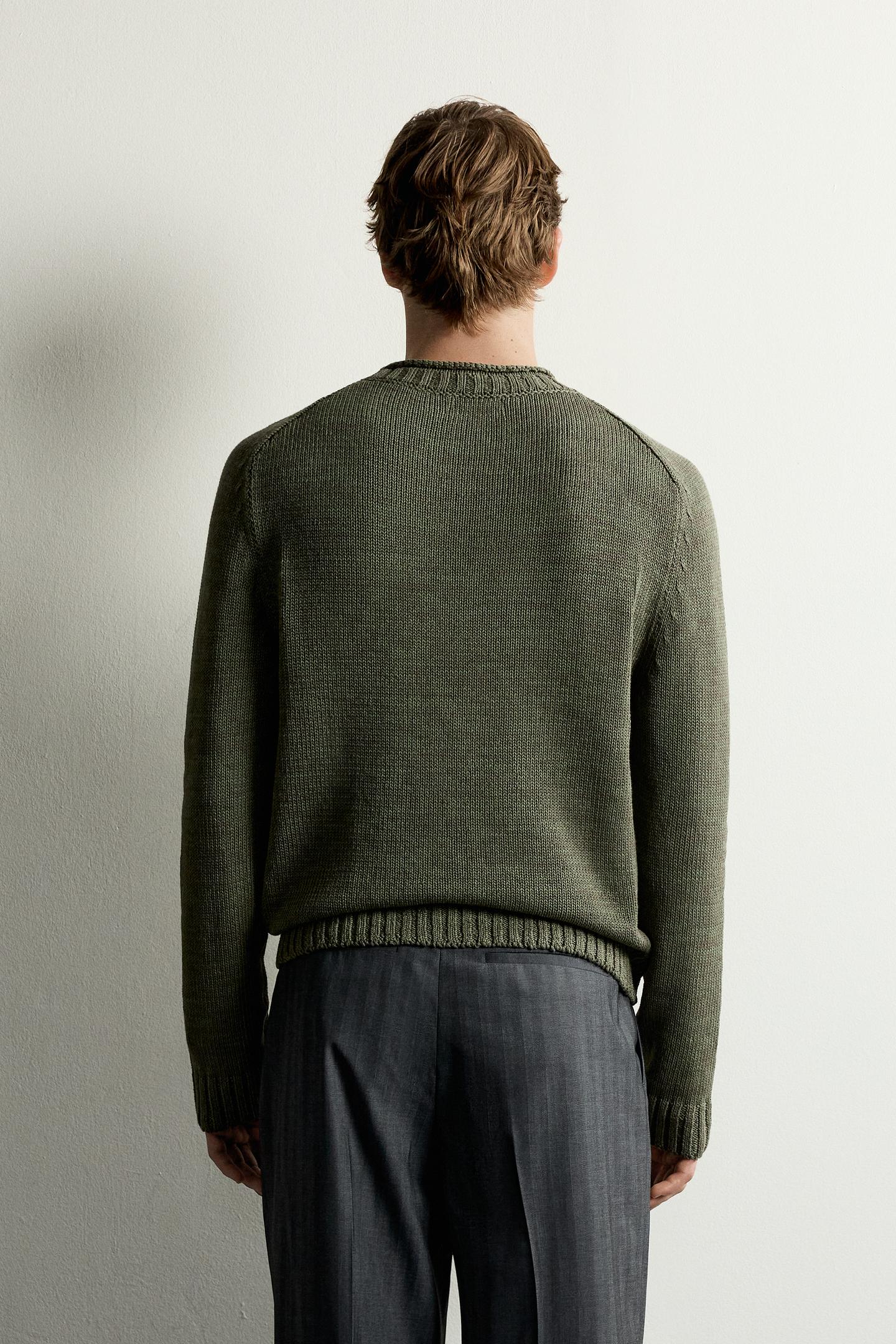 Мужской свитер Zara Relaxed Fit Textured Jumper, цвет: Хаки — фото 3