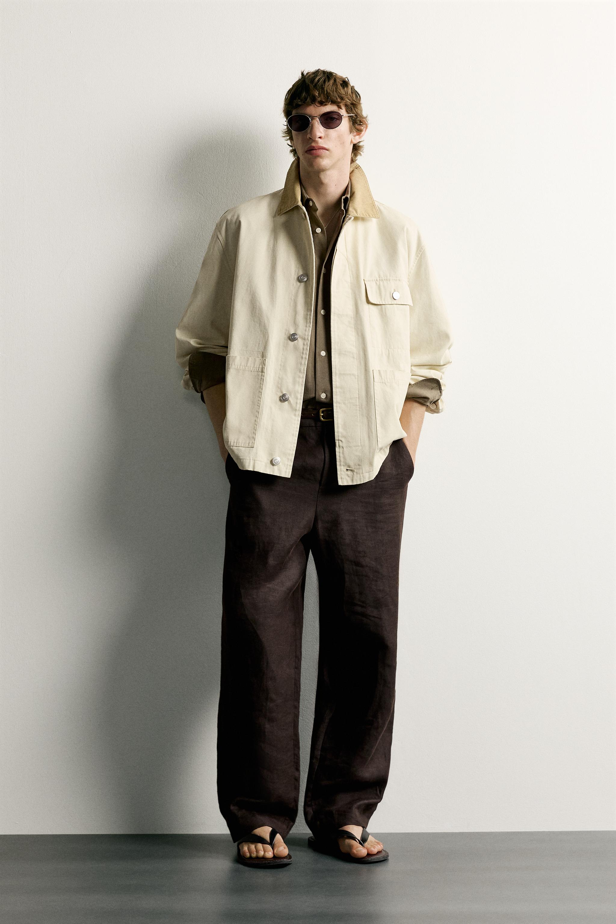 RELAXED FIT CONTRAST COLLAR JACKET