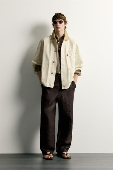 Zara RELAXED FIT CONTRAST COLLAR JACKET - Butter