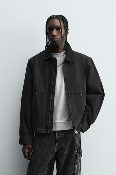 JAQUETA GOLA COMBINADA LAVADA - Cinza-antracito da Zara