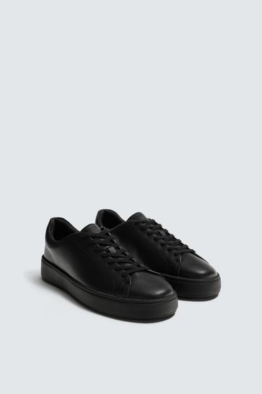 CHUNKY LEATHER TRAINERS - Black by Zara