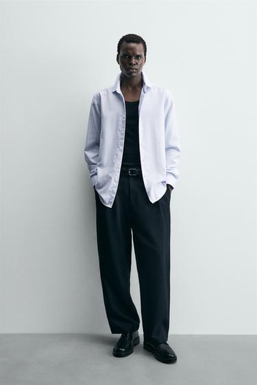 CAMISA SLIM FIT LISTRADA - Azul-celeste da Zara - Imagem 0