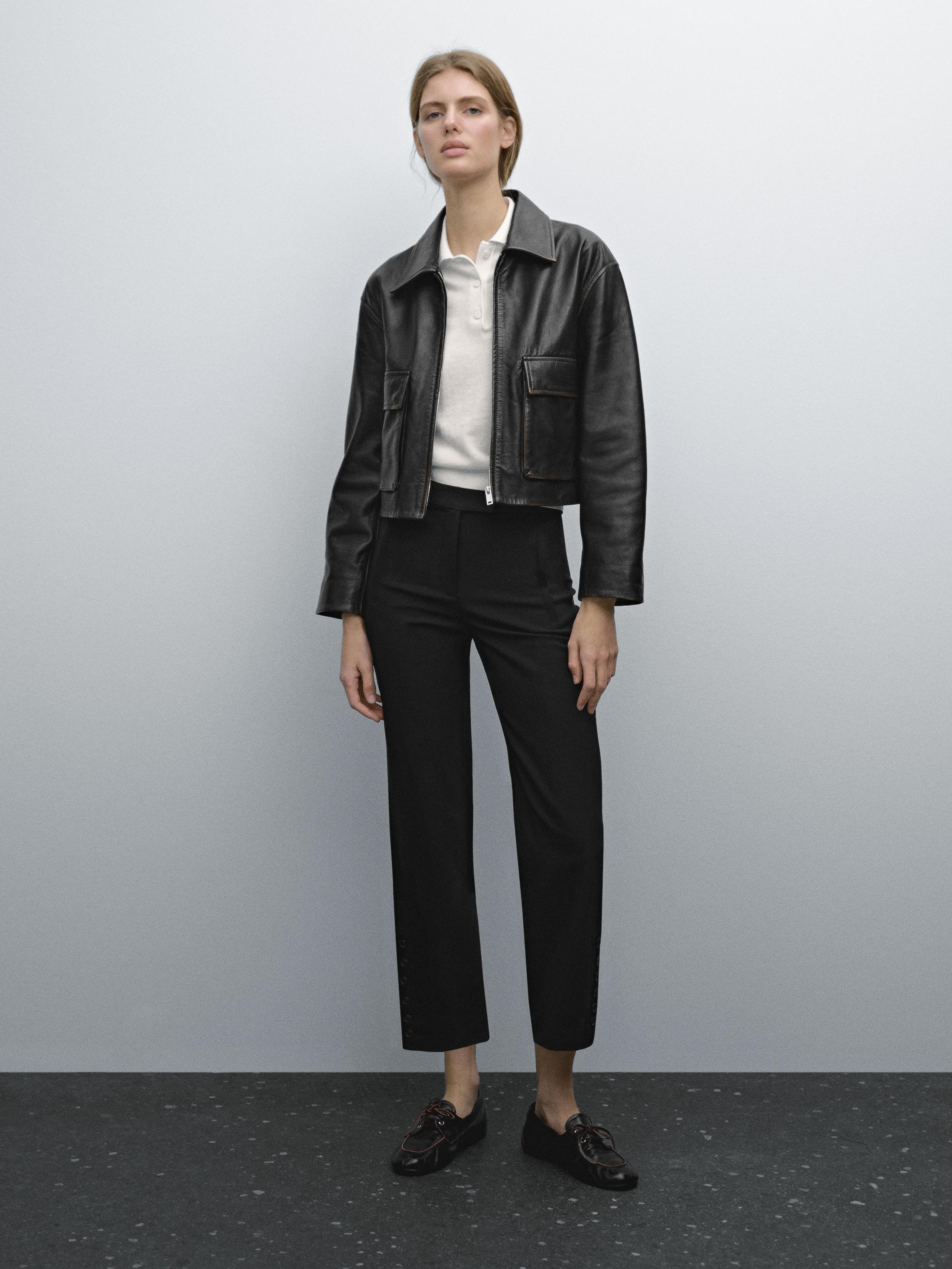 Trousers with buttoned hems - Black | ZARA United States Trousers with buttoned hems - Black | ZARA United States