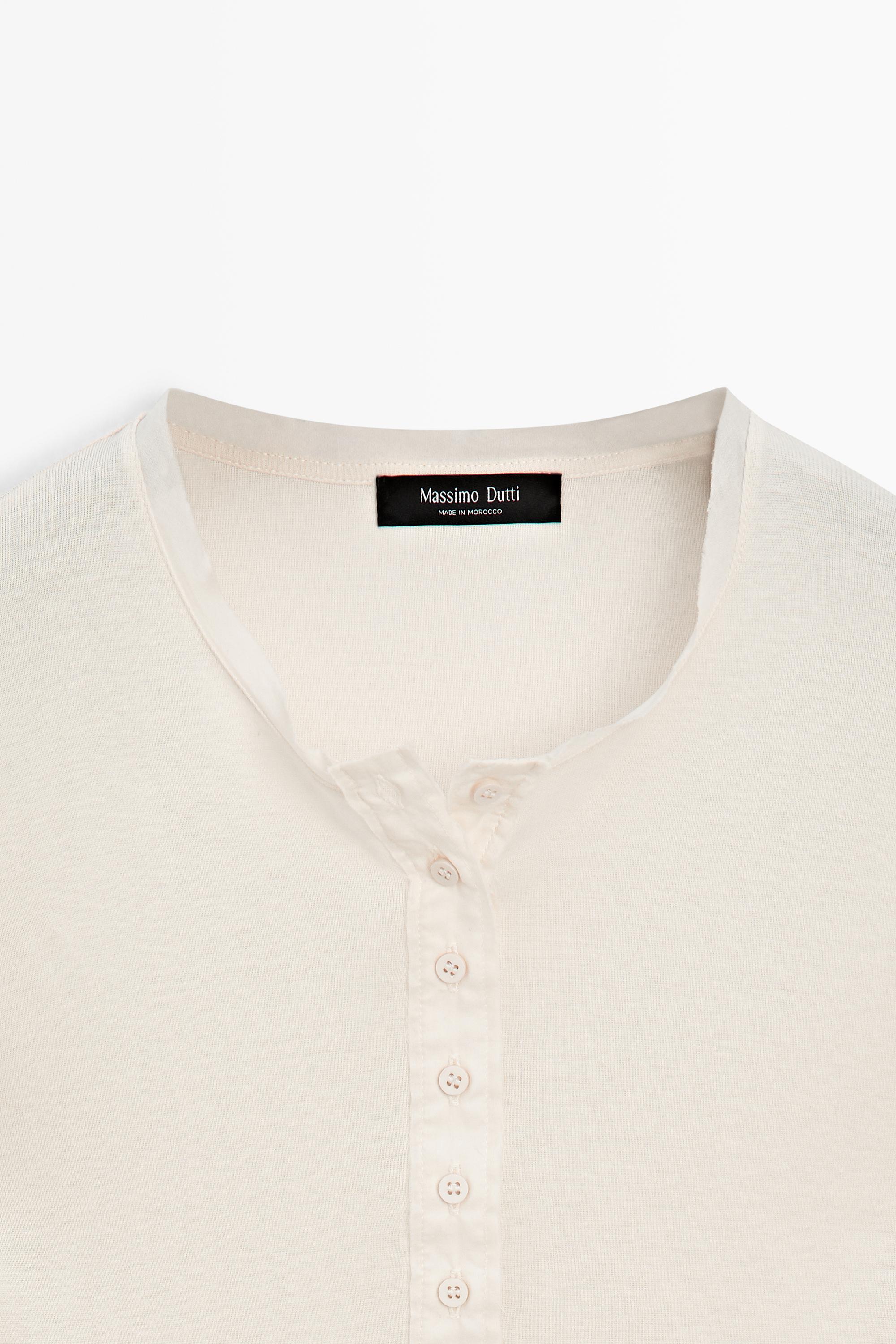 Button-up cotton T-shirt