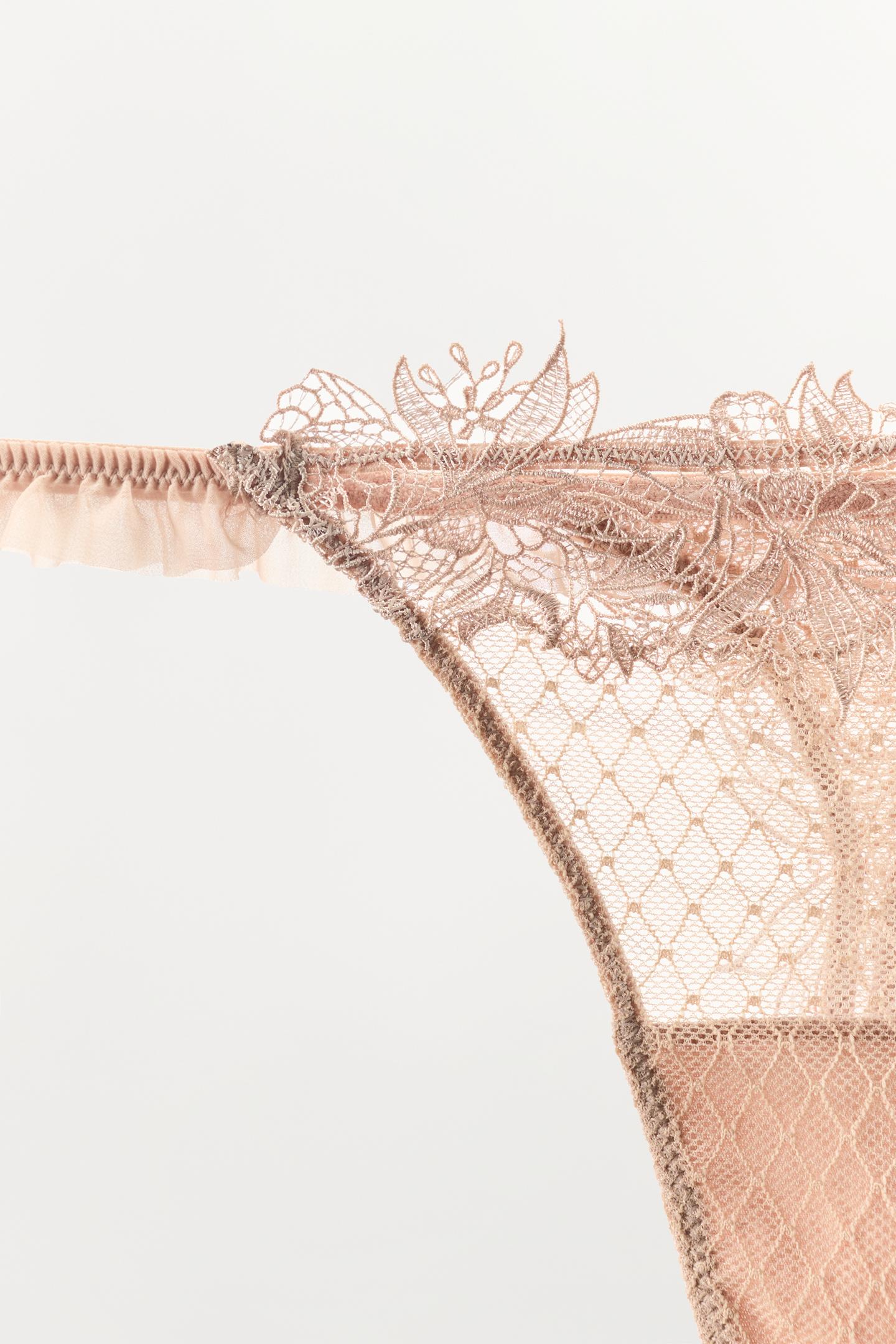 Трусы-стринги Combination, кружево — Zara, цвет: Розовый / Белый — фото 5