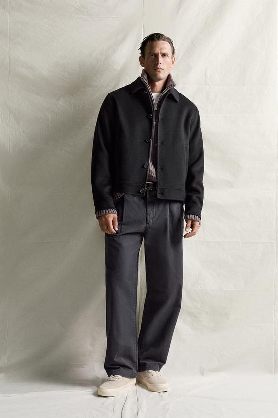 100% WOOL CROPPED FIT JACKET - Black by Zara - Image 0