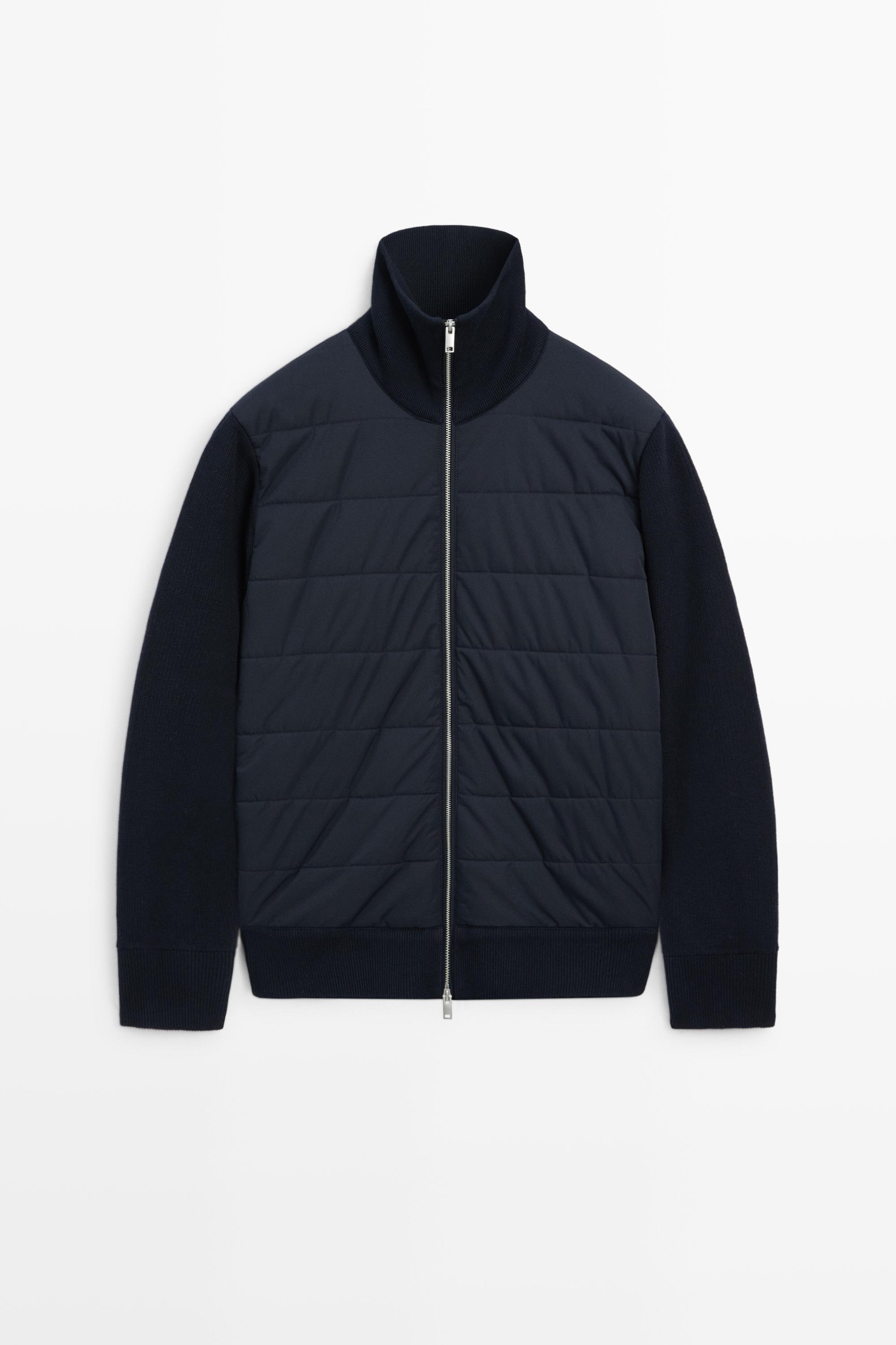Cardigan à col montant en tissu combiné