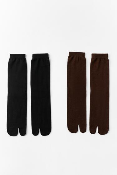 2-PACK WOOL TABI SOCKS — Black 1