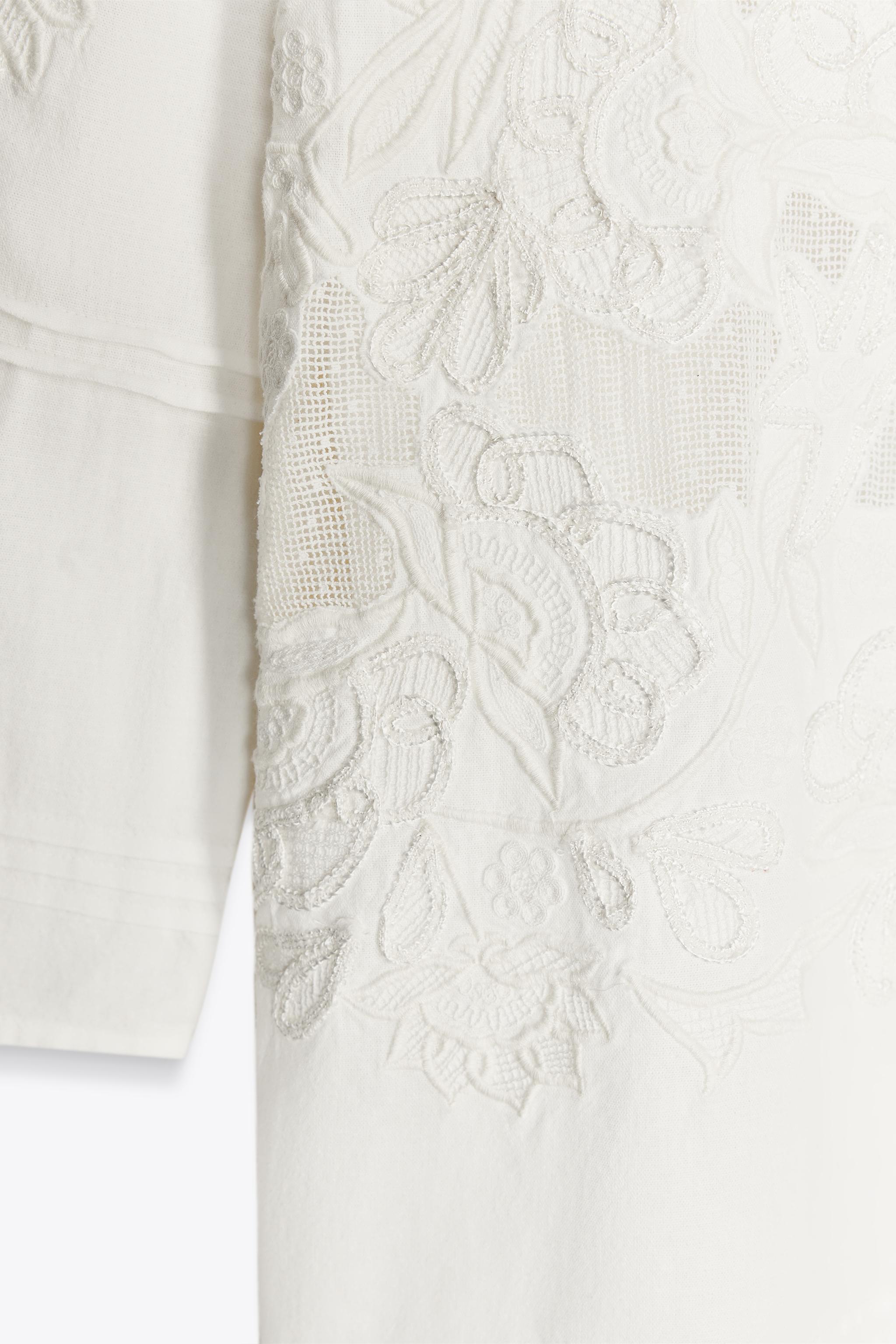 ZW COLLECTION EMBROIDERED SHORT DRESS - White | ZARA United