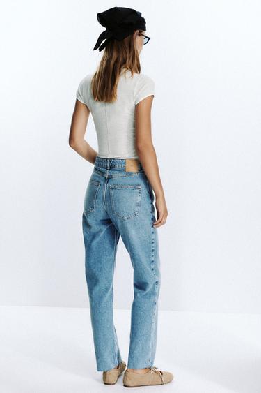 JEANS Z.09 STRAIGHT ANKLE HIGH-WAIST CROSSOVER WAIST - Mid-blue by Zara - Image 4