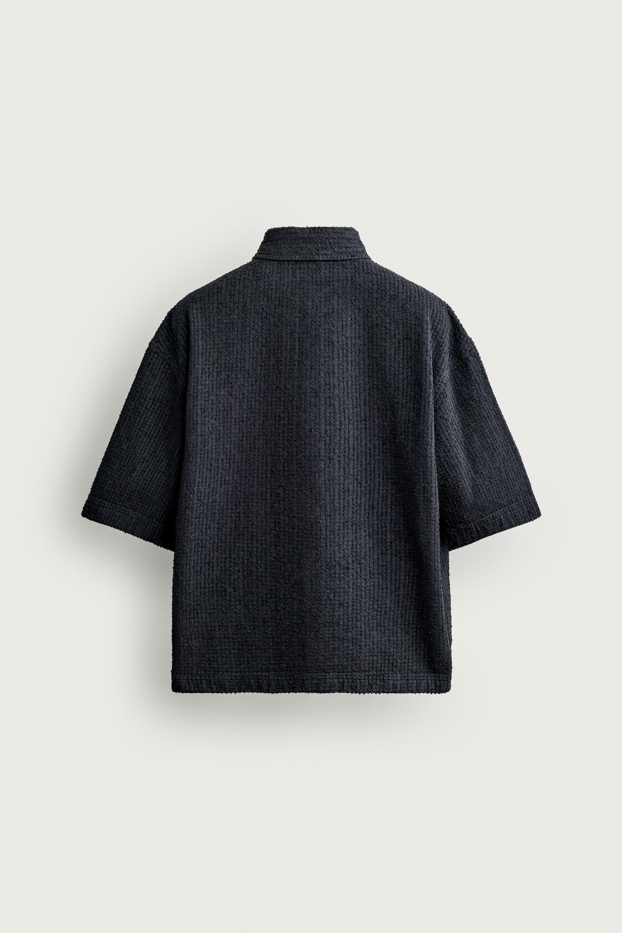 TEXTURED EMBROIDERED BOXY FIT OVERSHIRT