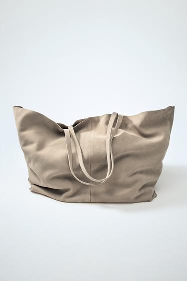 BOSSA DE PELL DE SERRATGE MAXISHOPPER - Sorra/Marró de Zara