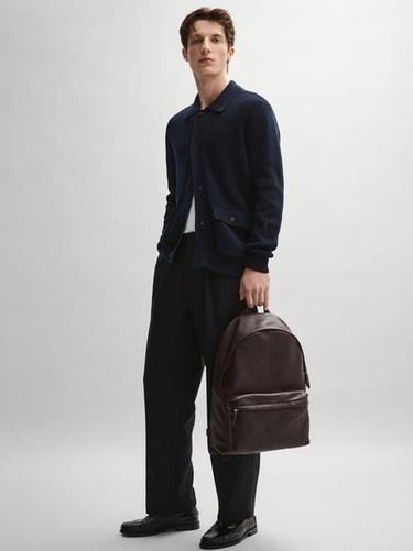Zara Nappa leather backpack with zip - Brown