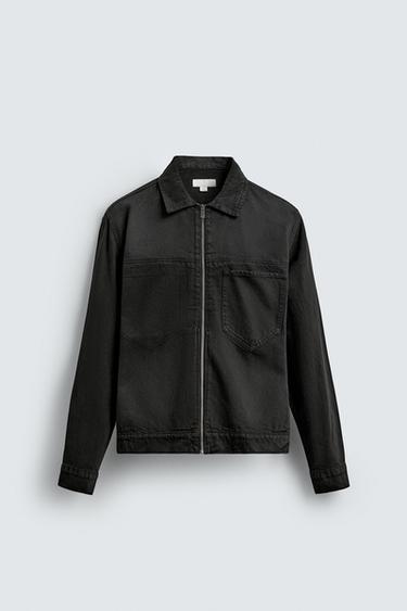 ДЖИНСОВАЯ КУРТКА-РУБАШКА НА МОЛНИИ — ЗЕЛЕНЫЙ от Zara