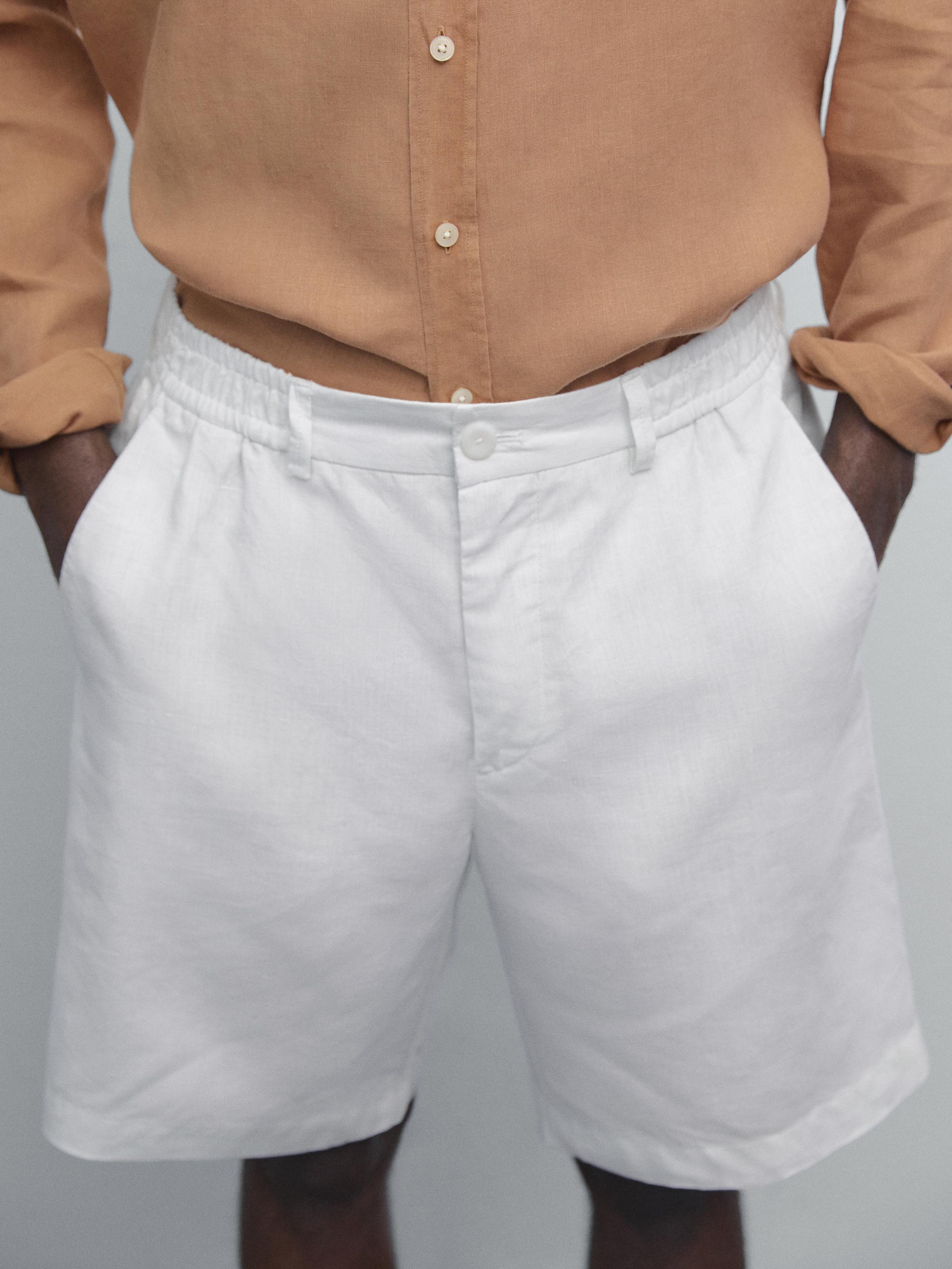 Bermuda semi-jogger 100 % lin